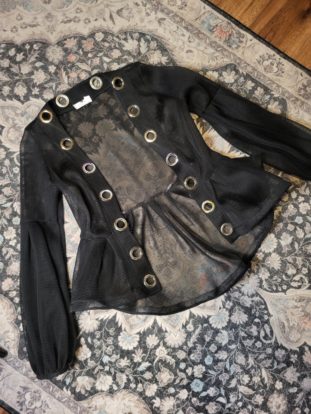 Black Mesh Lace-Up Women's Jacket